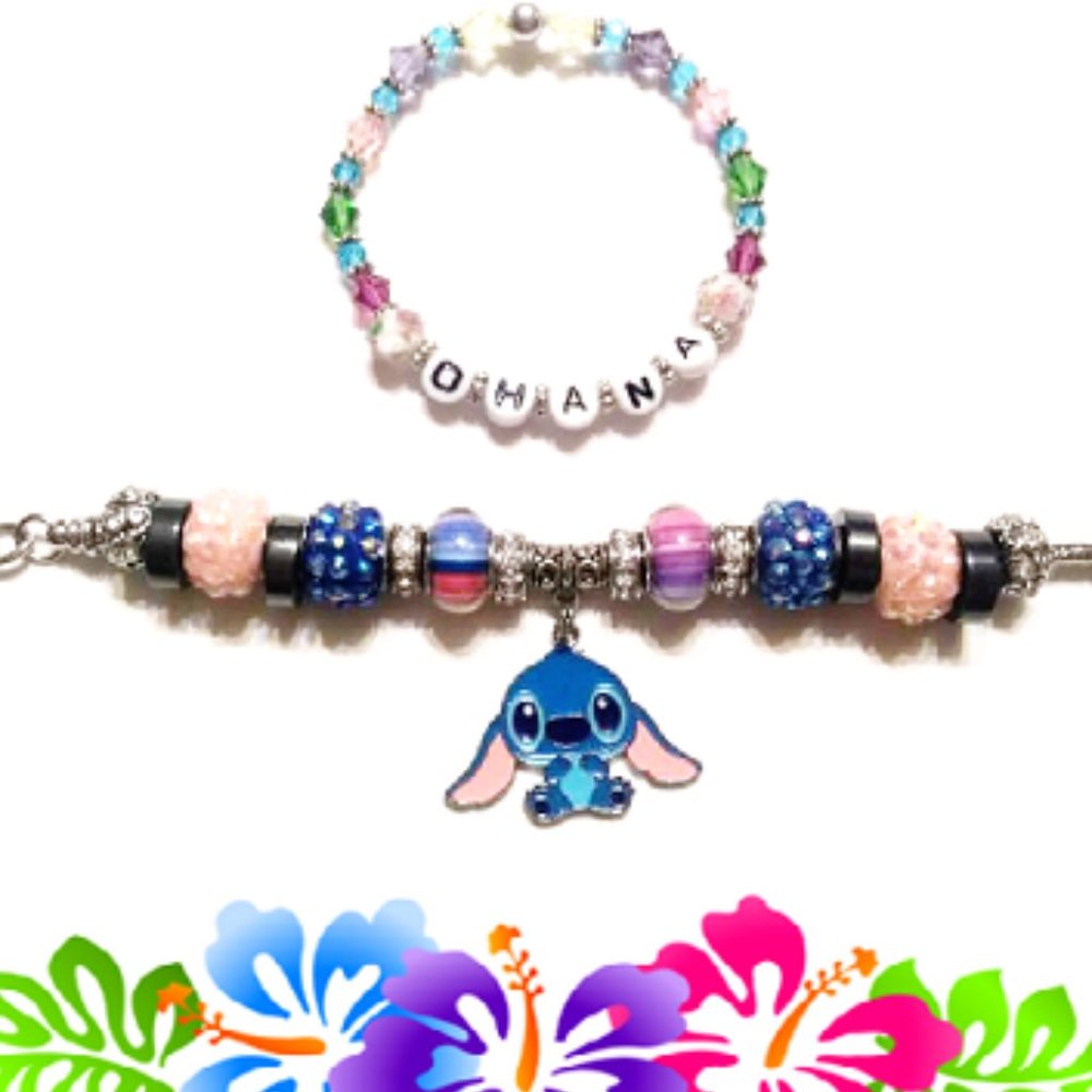 Disney Stitch & Ohana inspired Beaded Bracelet Set